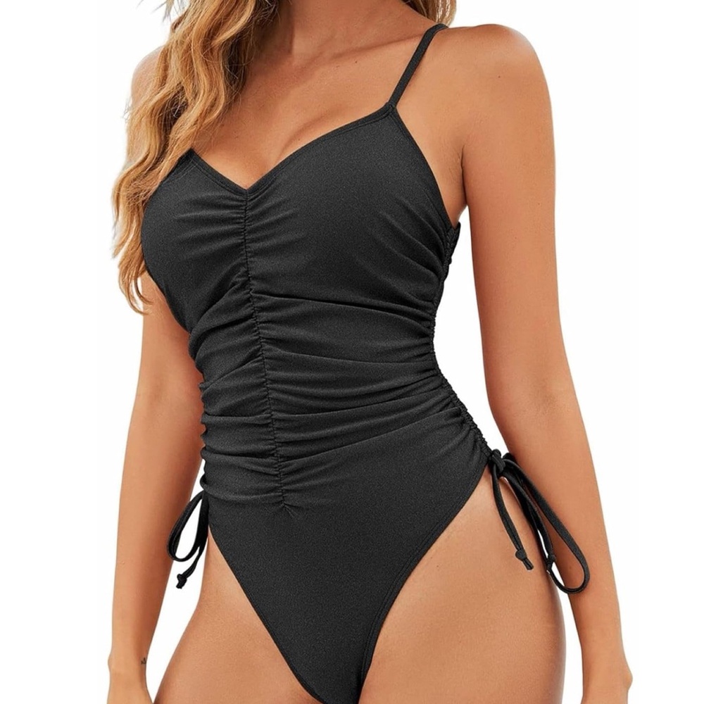 NWT  Summer Beach Tankini‎ Solid Color Triangle Sexy V Neck Swimsuit Open Back